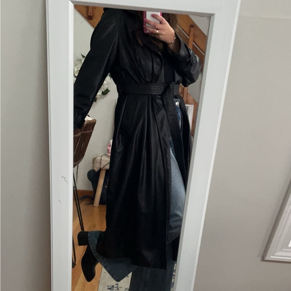 Zara Black Leather Trench Coat